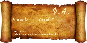 Vasvári Arnó névjegykártya
